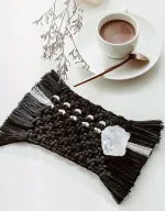 Dessous-de-verres en macramé rectangle noir