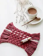 Dessous-de-verres en macramé rectangle rouge