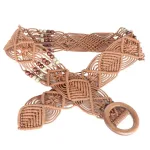 Ceinture de taille bande passante bohème cognac