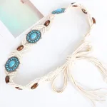 Ceinture rétro ethnique avec perles blanc