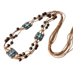 Ceinture à franges avec perles carré bleu