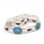 Ceinture rétro ethnique avec perles blanche