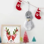 Ornement de Père Noël Style Boho noeud gris