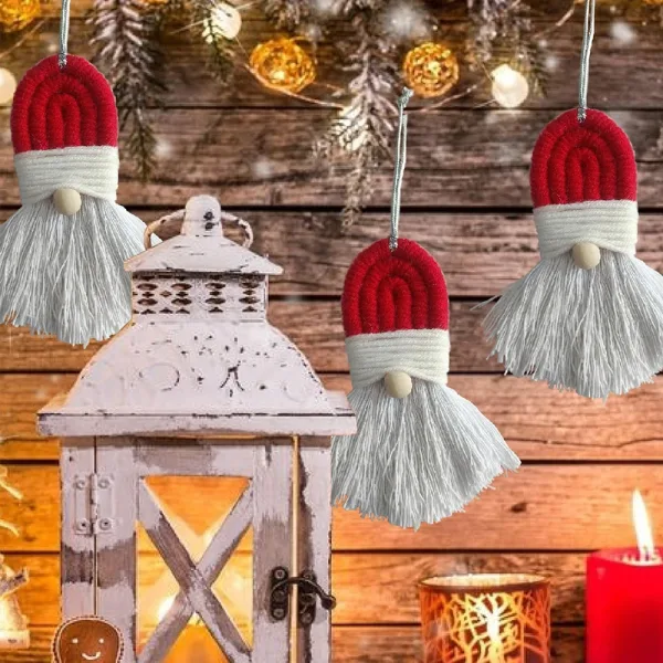 Ornement de Père Noël Style Boho rouge et perle